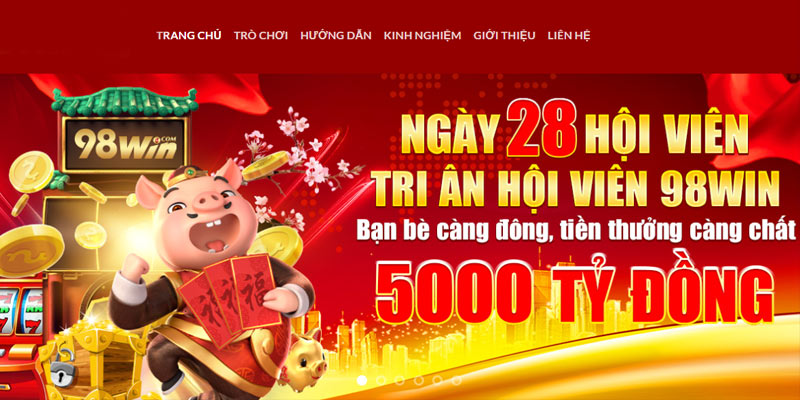 Nổ hũ 98Win mang đến tỷ lệ cược cao cùng nhiều sự kiện ưu đãi hấp dẫn